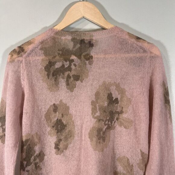 Vince Dahlia Print Alpaca & Mohair Blend Crewneck Sweater Medium Semi Sheer - Picture 4 of 8